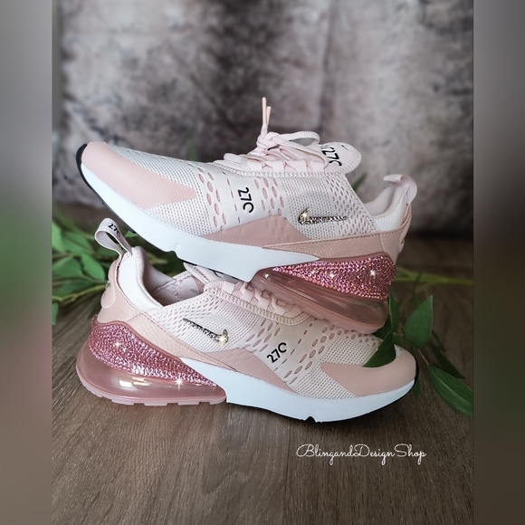 Nike Air Max 270 Pink Sneakers made with Swarovski Crystals Custom - Picture 6 of 9